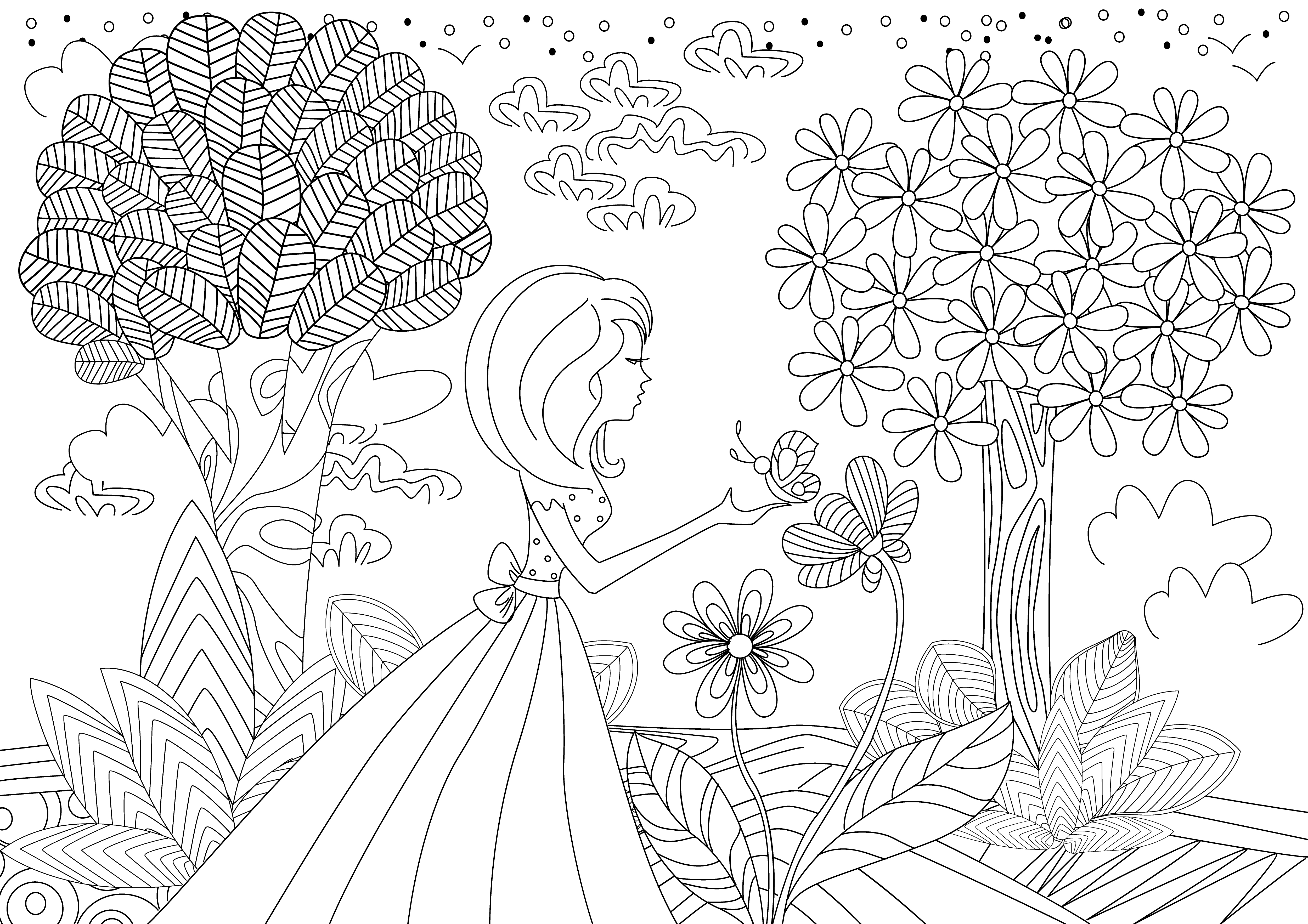 Disegno paesaggio primaverile da colorare: 7 immagini gratis da incanto