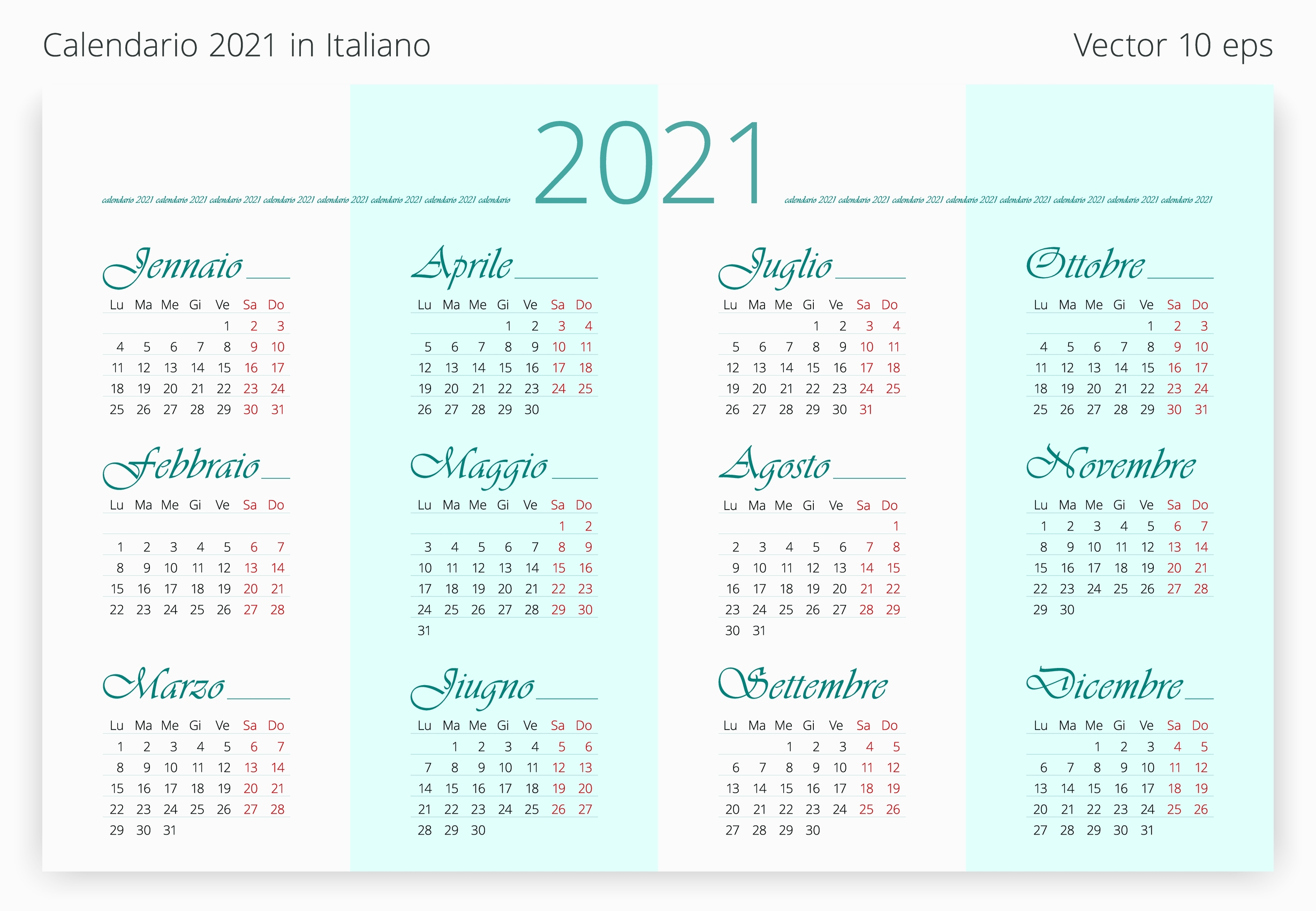 Calendario 2021 da stampare: 14 modelli gratis imperdibili