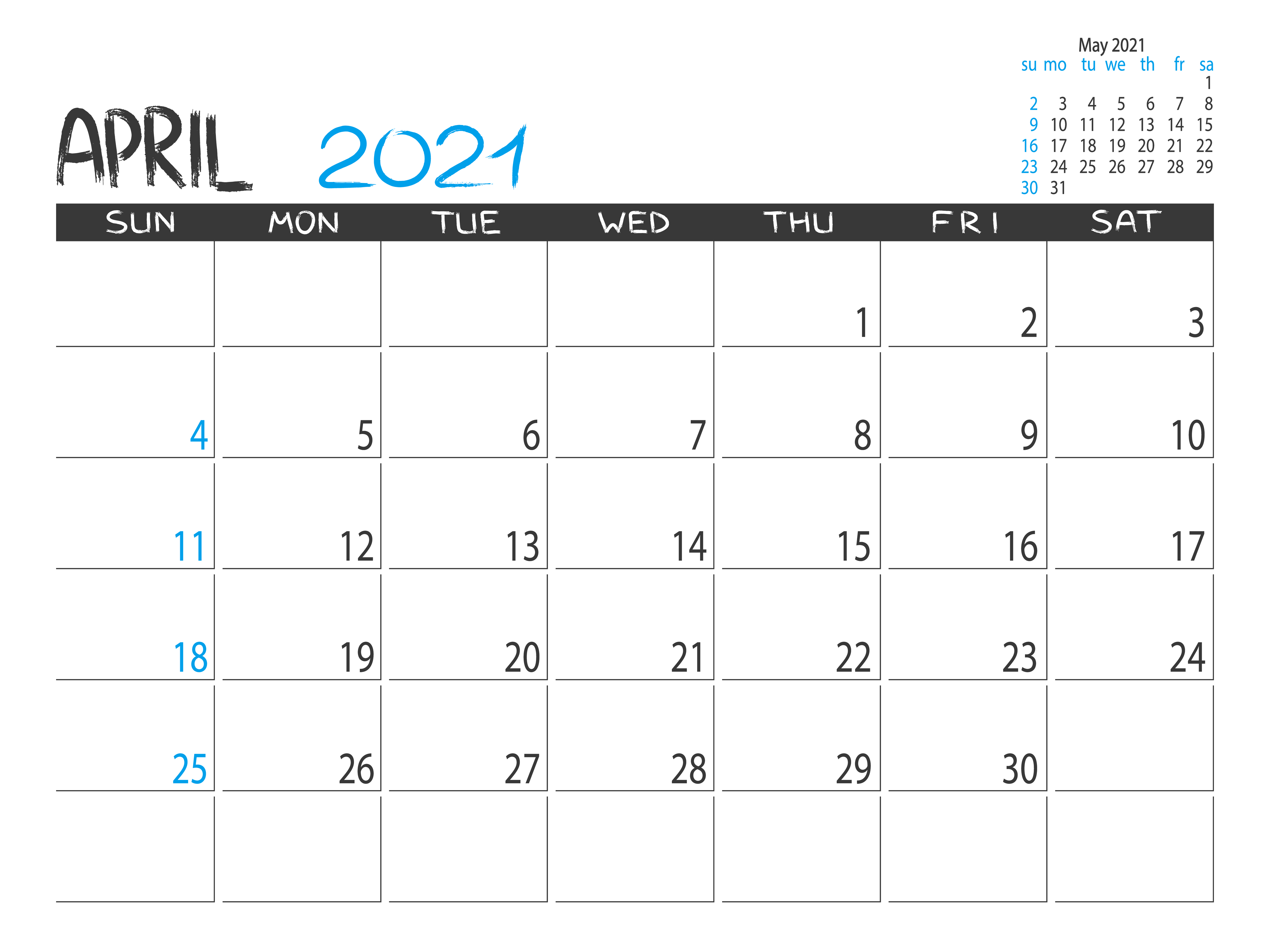 Calendario aprile 2021 da stampare: 11 modelli gratis